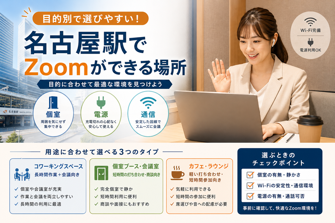 名古屋駅でZoomができる場所を目的別にわかりやすく紹介